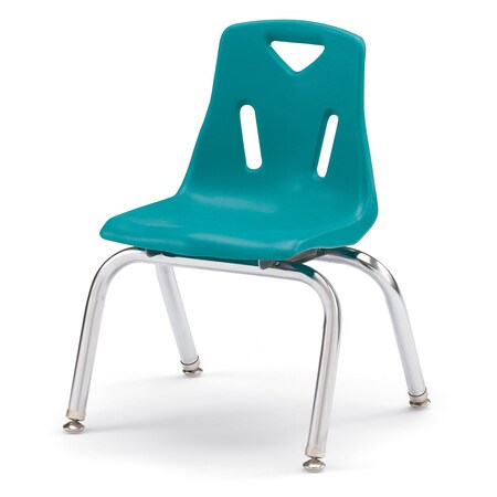 Jonti-Craft Berries Stacking Chairs with Chrome-Plated Legs, 12 in. Ht, Set of 6, Teal 8142JC6005